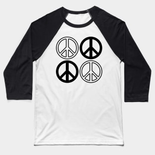 Gold and Black Peace Signs Pattern Baseball T-Shirt